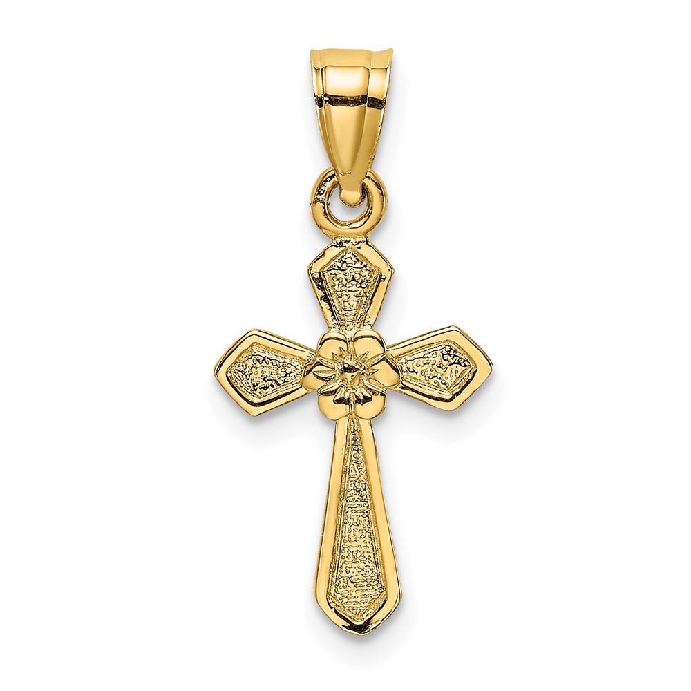 Picture of Finest Gold 10C4470 10K Cross with Flower Charm  Yellow - Small