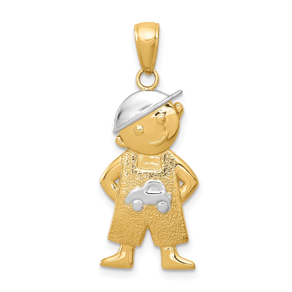Picture of Finest Gold 10K &amp; Rhodium Boy with Hands in Pockets Pendant