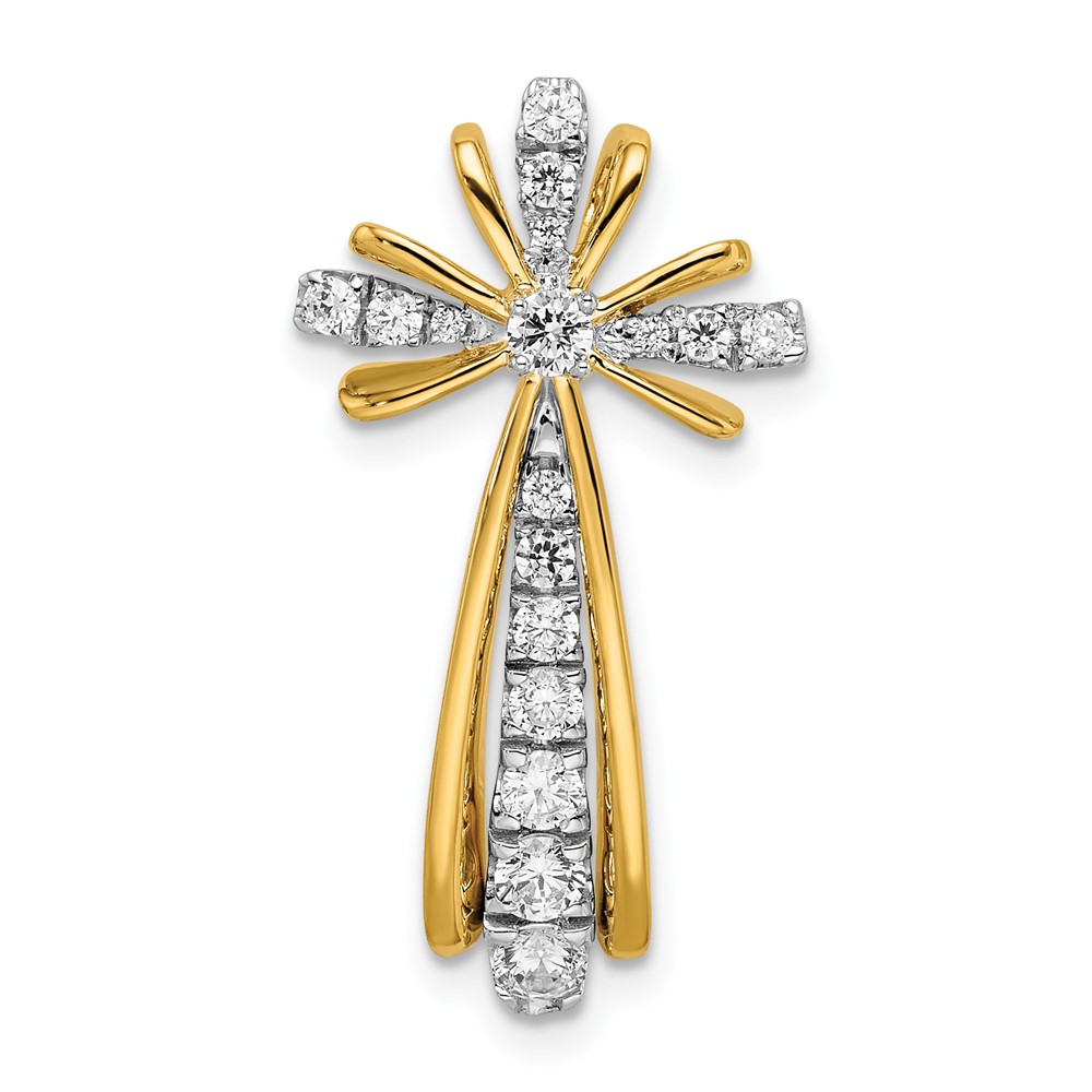 Picture of Finest Gold 14K Two-tone Polished Diamond Cross Pendant