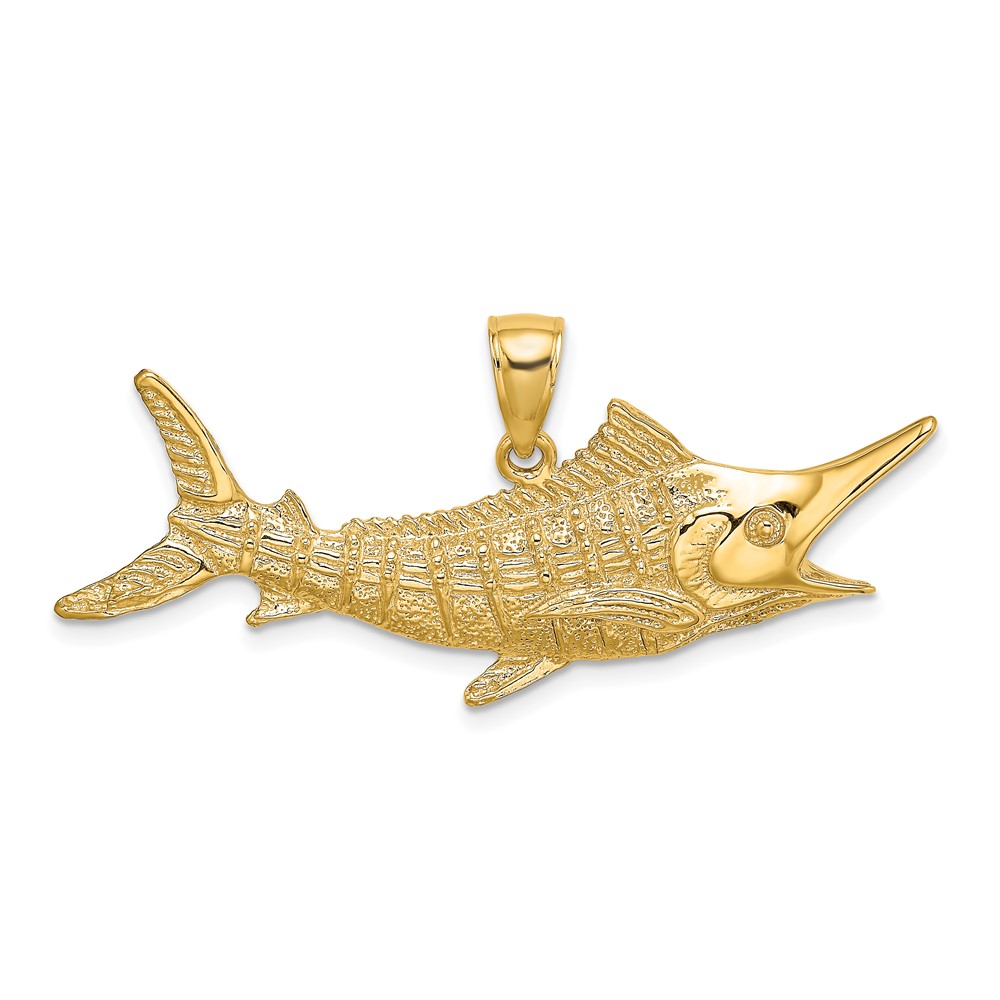 Picture of Finest Gold  10K 2-D Textured Marlin Fish Charm  Yellow