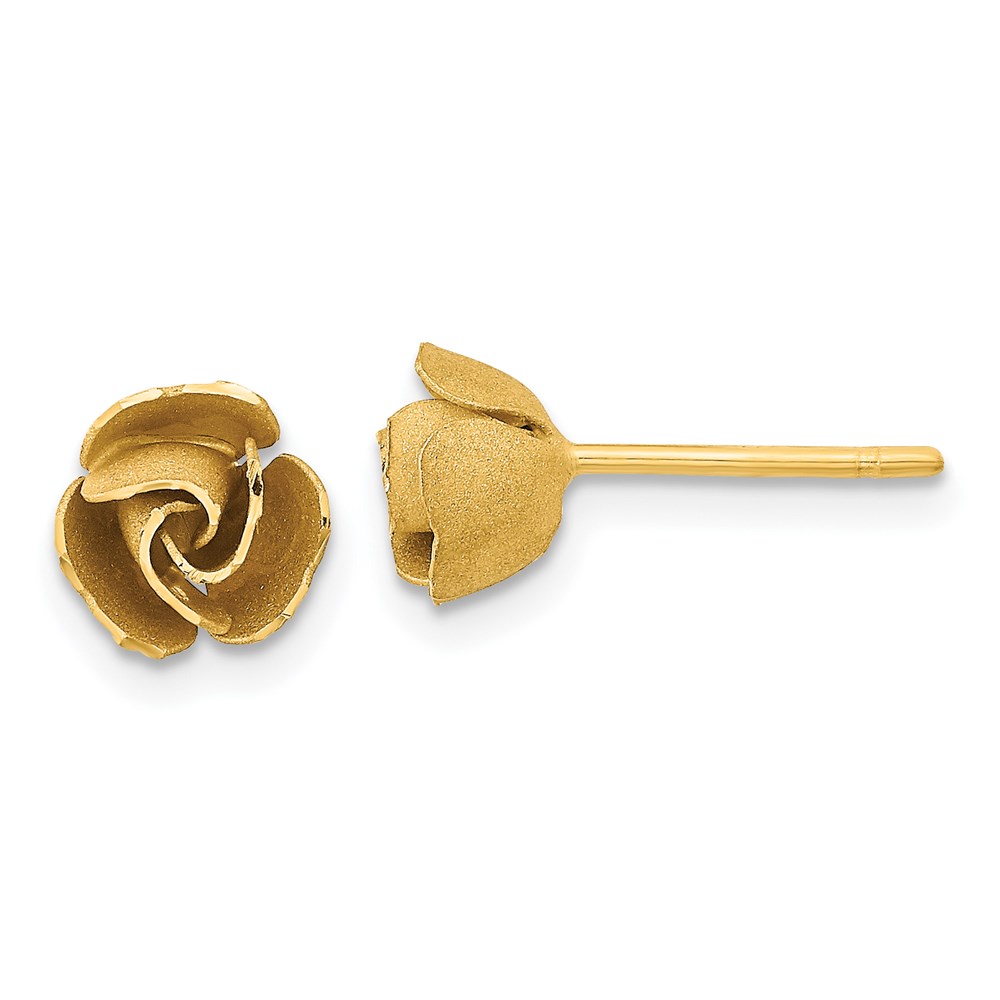Gold Classics(tm) 14k Gold Satin Finish Rose Stud Earrings -  Fine Jewelry Collections, TL1108