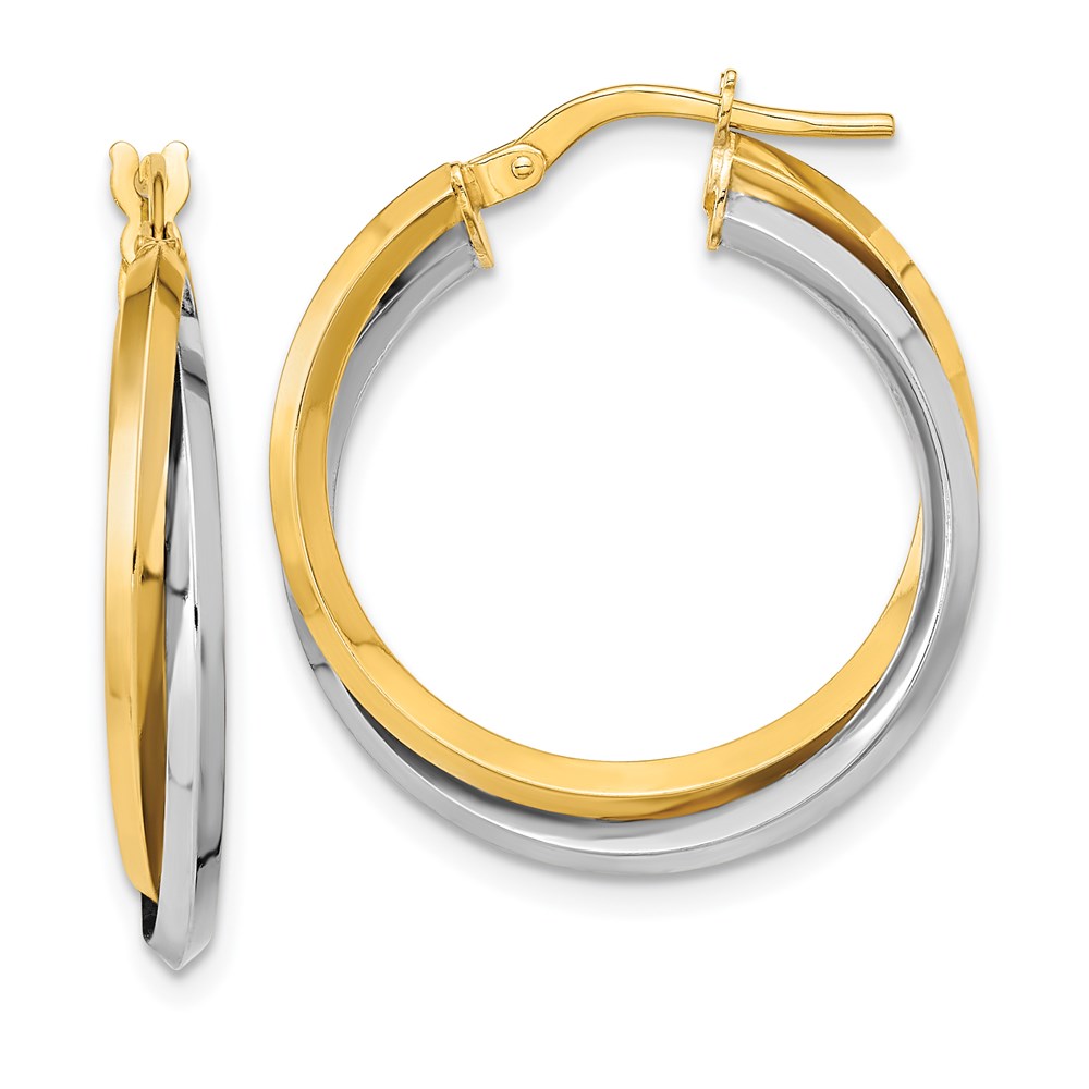 Picture of Finest Gold 14K Two Tone Polished Double Hoops Earrings