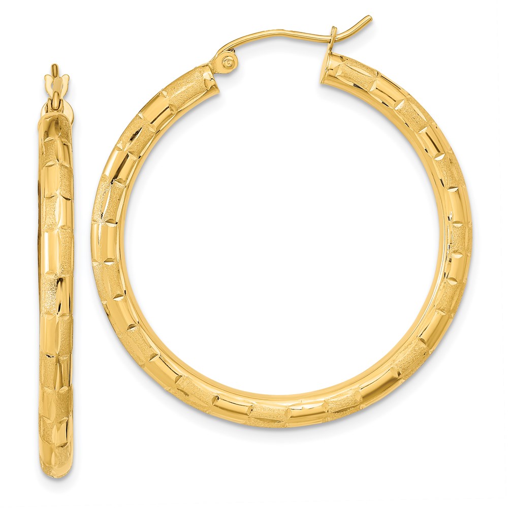 Gold Classics(tm) 14kt. Gold 3mm Diamond Cut Hoop Earrings -  Fine Jewelry Collections, TF1013