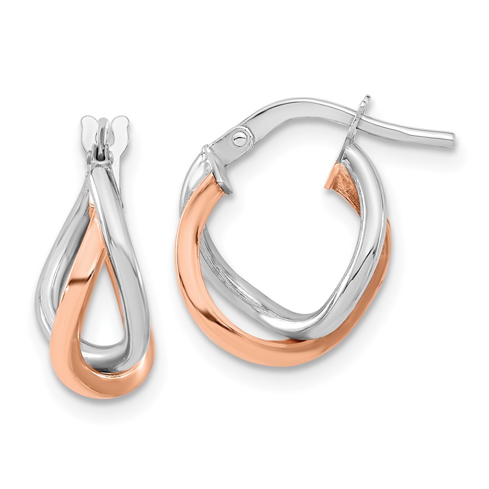 Picture of Finest Gold 14K Two-Tone White &amp; Rose Gold Fancy Hoops