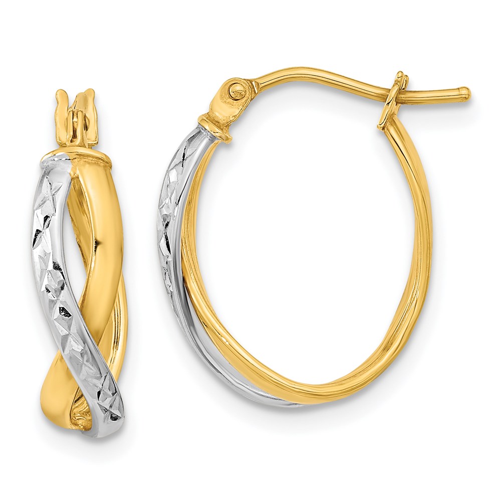 Picture of Finest Gold 14K Two-Tone Diamond-Cut &amp; Polished Hoop Earrings