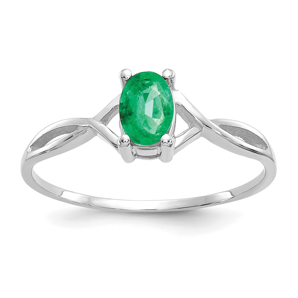 Picture of Finest Gold 14K White Gold Emerald Birthstone Ring - Size 7
