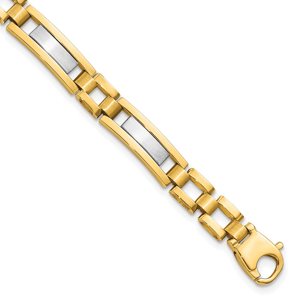 Picture of Finest Gold 14K Two-Tone Polished &amp; Satin 8.5 in. Mens Link Bracelet