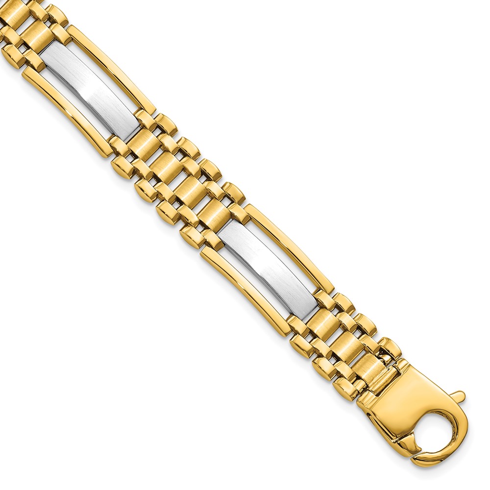 Picture of Finest Gold 14K Mens Two-Tone Polished &amp; Satin 8.75 in. Mens Link Bracelet