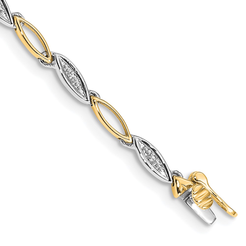 Picture of Finest Gold 14K Two-Tone Diamond Link 7.5 in. Bracelet