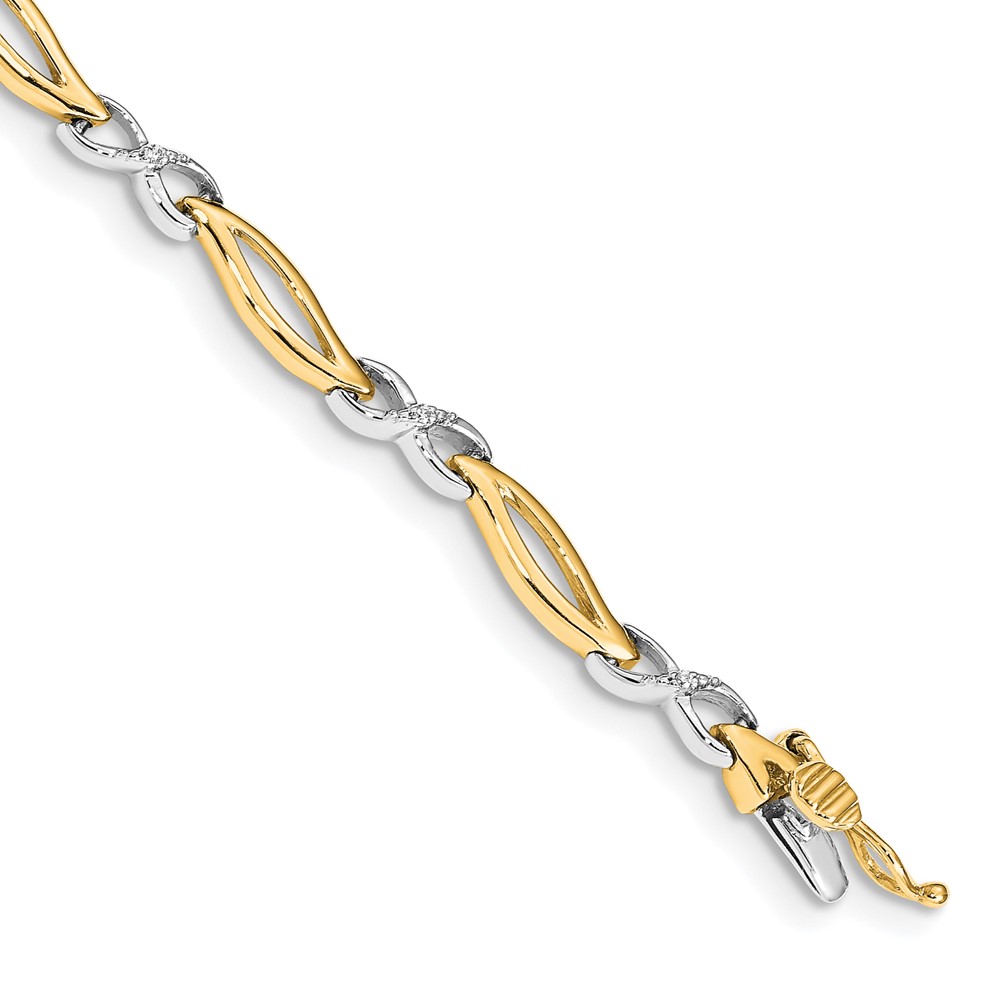 Picture of Finest Gold 14K Two-Tone Diamond Infinity 7 in. Link Bracelet