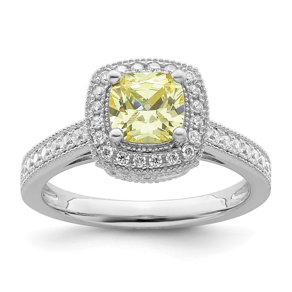Picture of Finest Gold Sterling Silver Rhodium-Plated White &amp; Yellow CZ Ring - Size 7