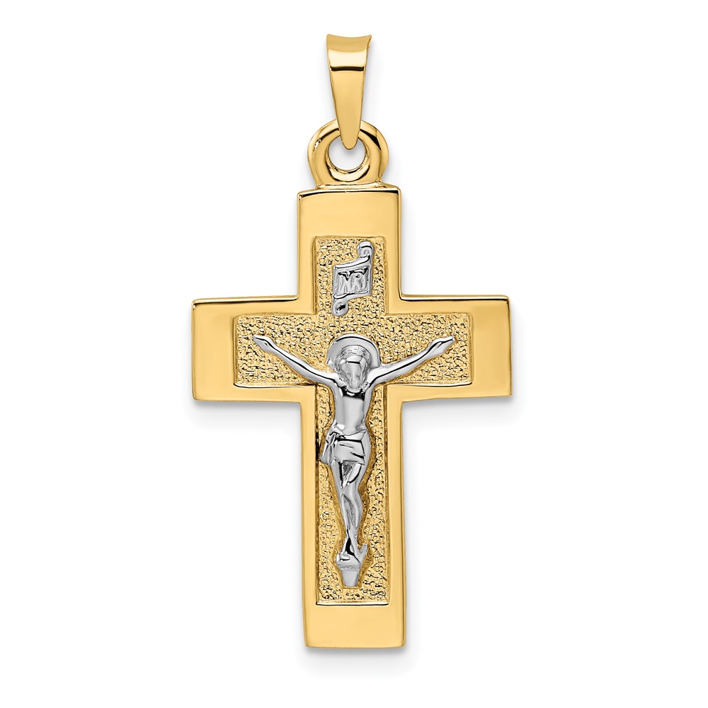 Picture of Finest Gold 14K Two-tone Polished Solid Inri Crucifix Pendant