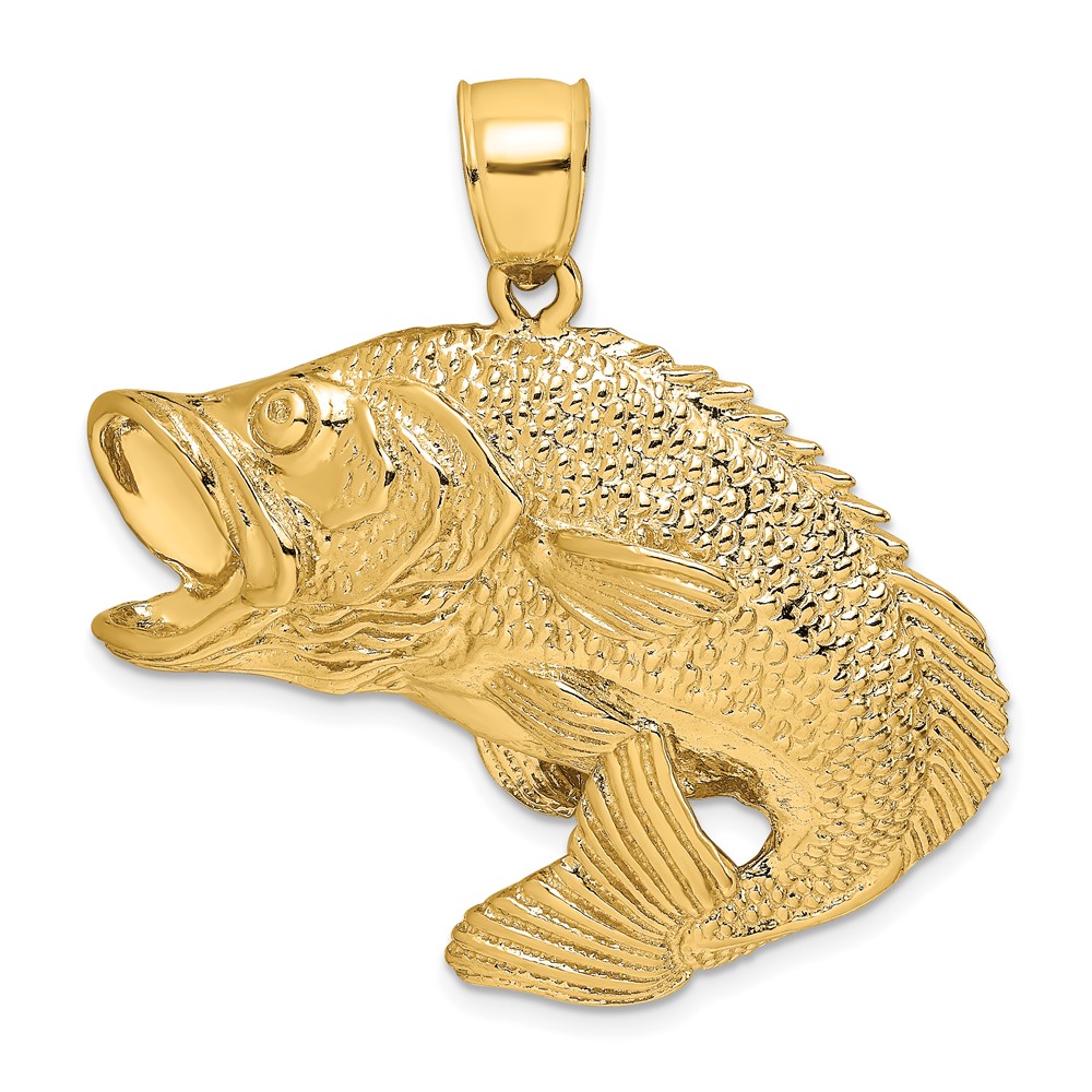Picture of Finest Gold 10K 2-D Bass Fish Jumping Charm