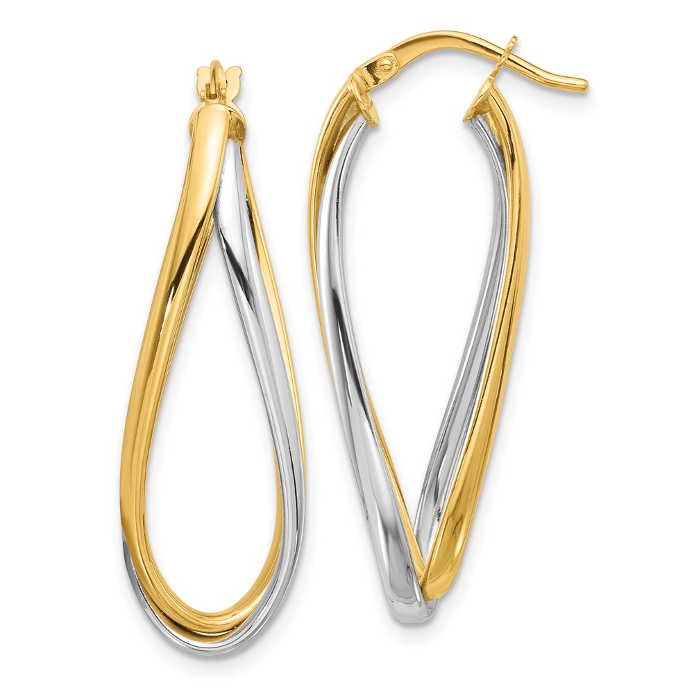 Picture of Finest Gold 14K Two-Tone Polished Oval Double Hoops
