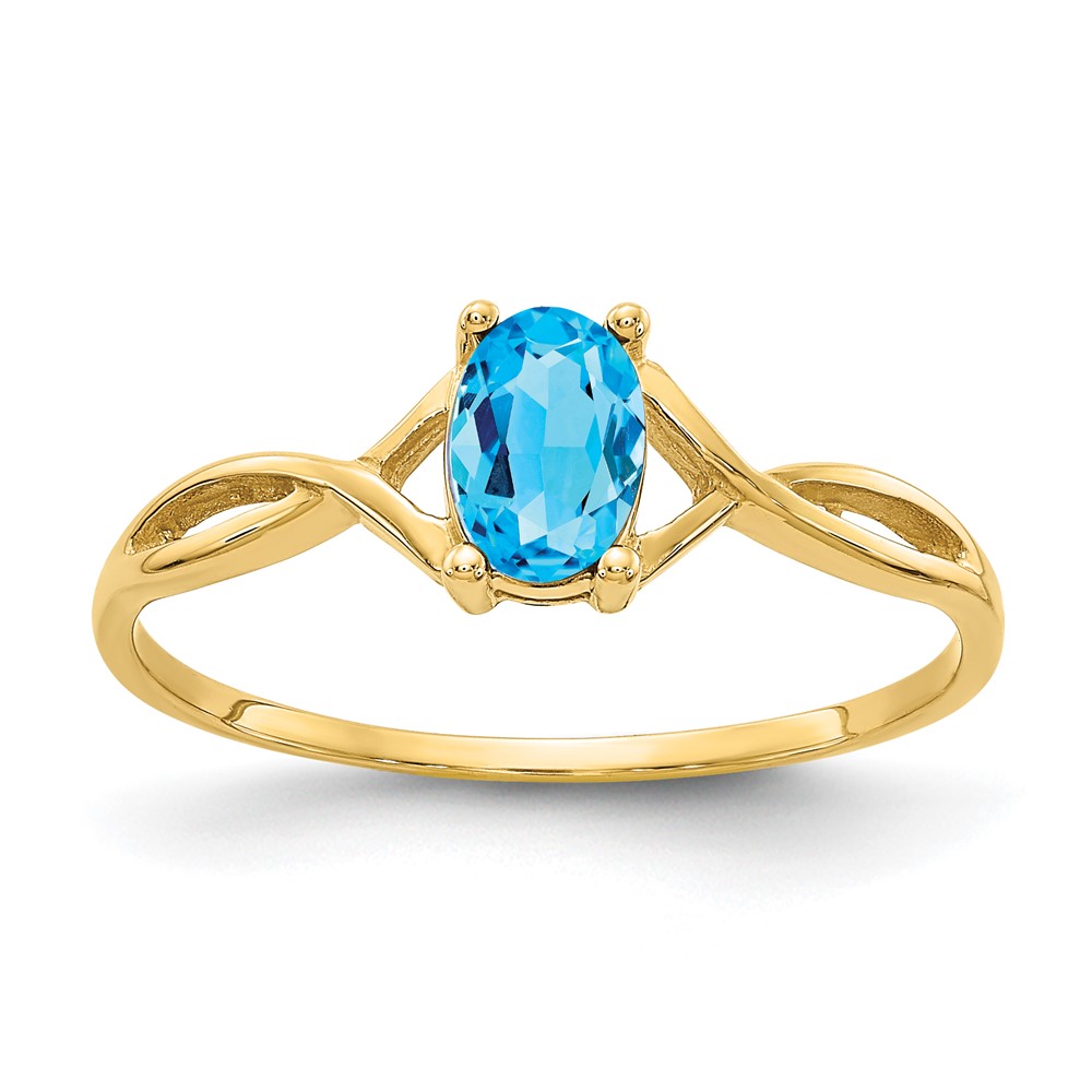 10K Yellow Gold Polished Geniune Blue Topaz Birthstone Ring - Size 7 -  Finest Gold, UBS10XBR237