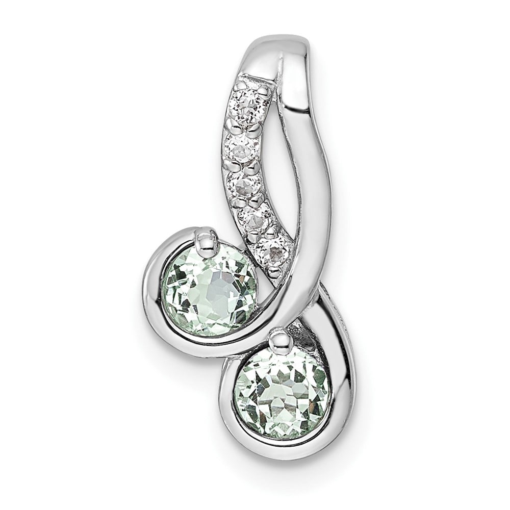 SterlingSilver Rhod-Plated 0.5T with Green Quartz & White Topaz Pendant -  Finest Gold, UBSQP5712AG