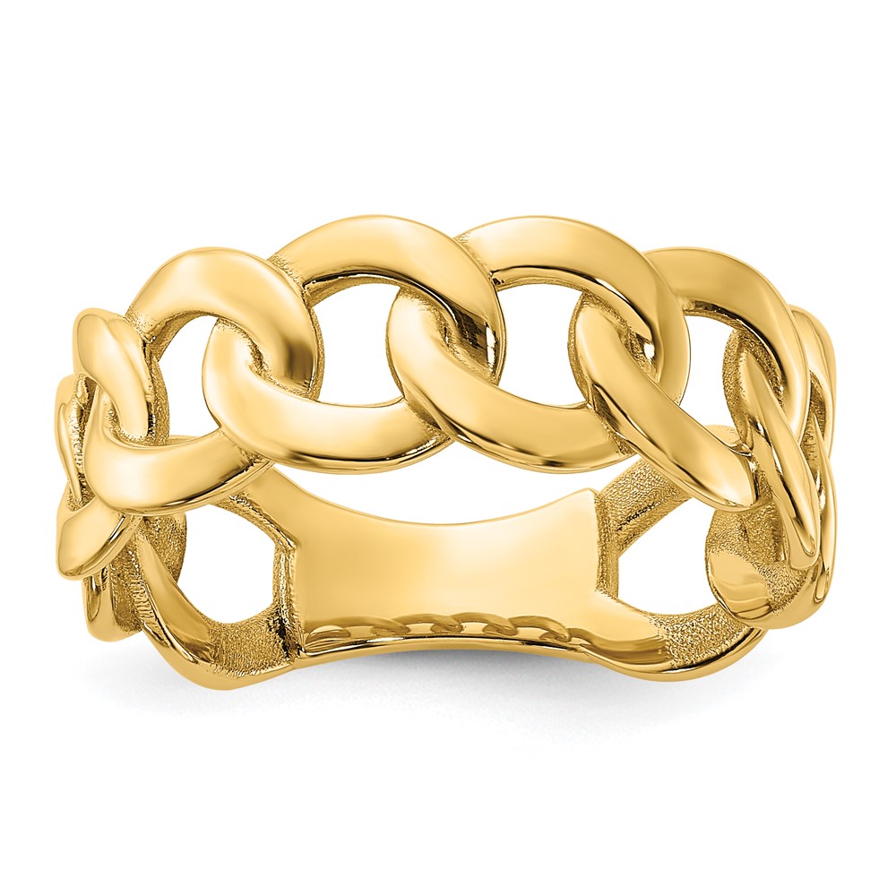 Picture of Finest Gold 10K 8 mm Polished Yellow Gold Mens Curb LinK Ring - Size 10