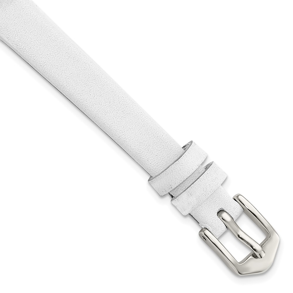 Picture of Finest Gold 10 mm Gilden White Classic Calfskin Silver-Tone Buckle Watch Band