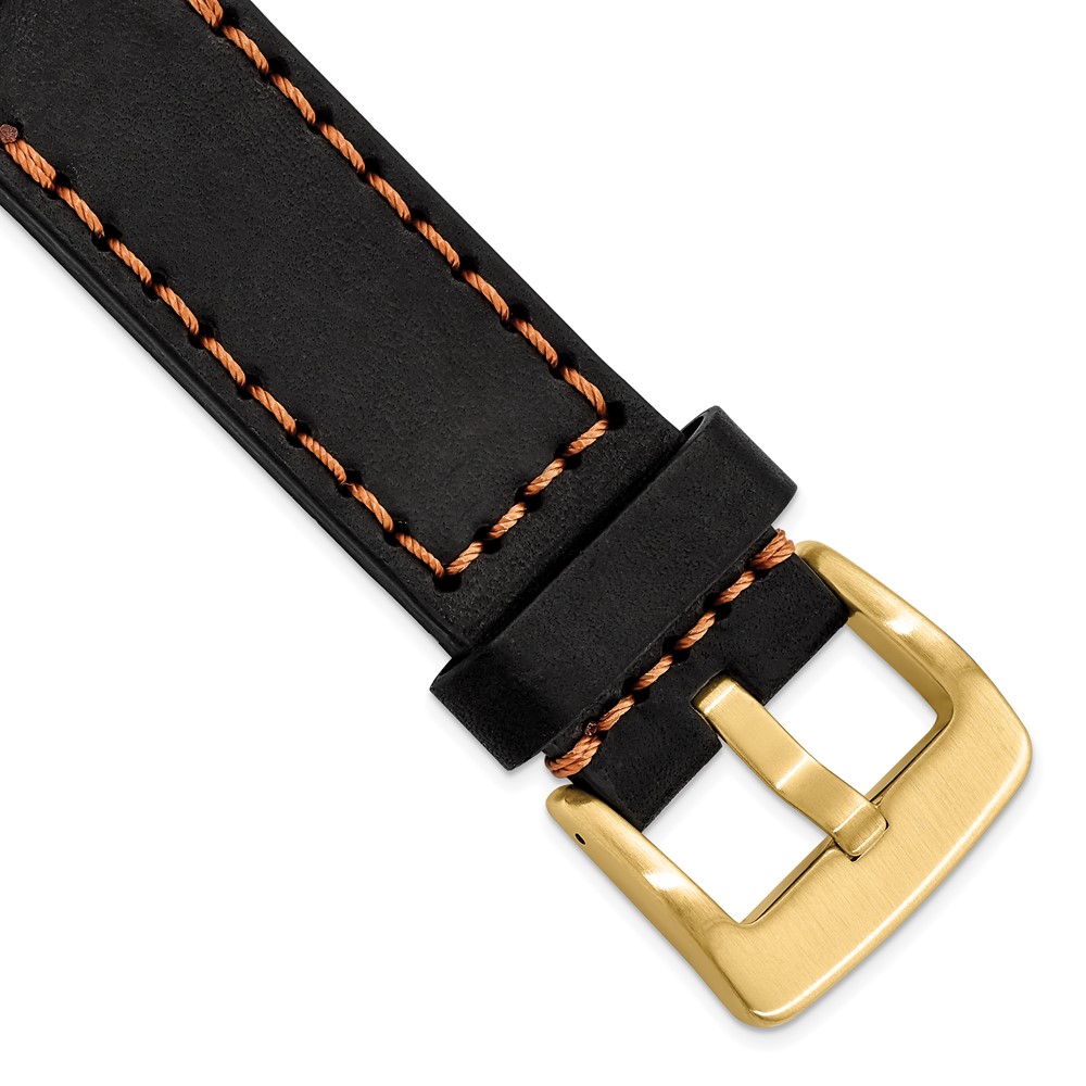 Picture of Finest Gold Gilden 24 mm Black with Stitch Sport Calfskin with IP-Plated Buckle Watch Band
