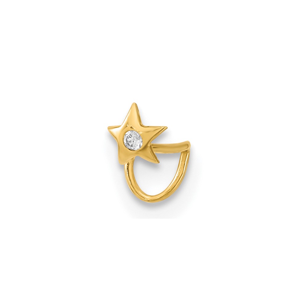 Picture of Finest Gold 14K Yellow Gold 22 Gauge Star with CZ Nose Ring Body Jewelry