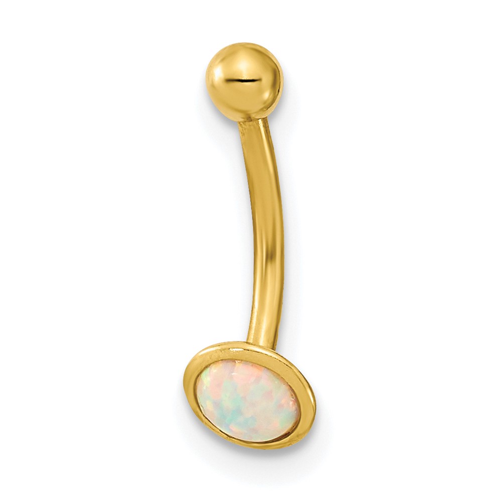 Picture of Finest Gold 14K Yellow Gold 16 Gauge Created Opal Eyebrow Ring Body Jewelry Earrings