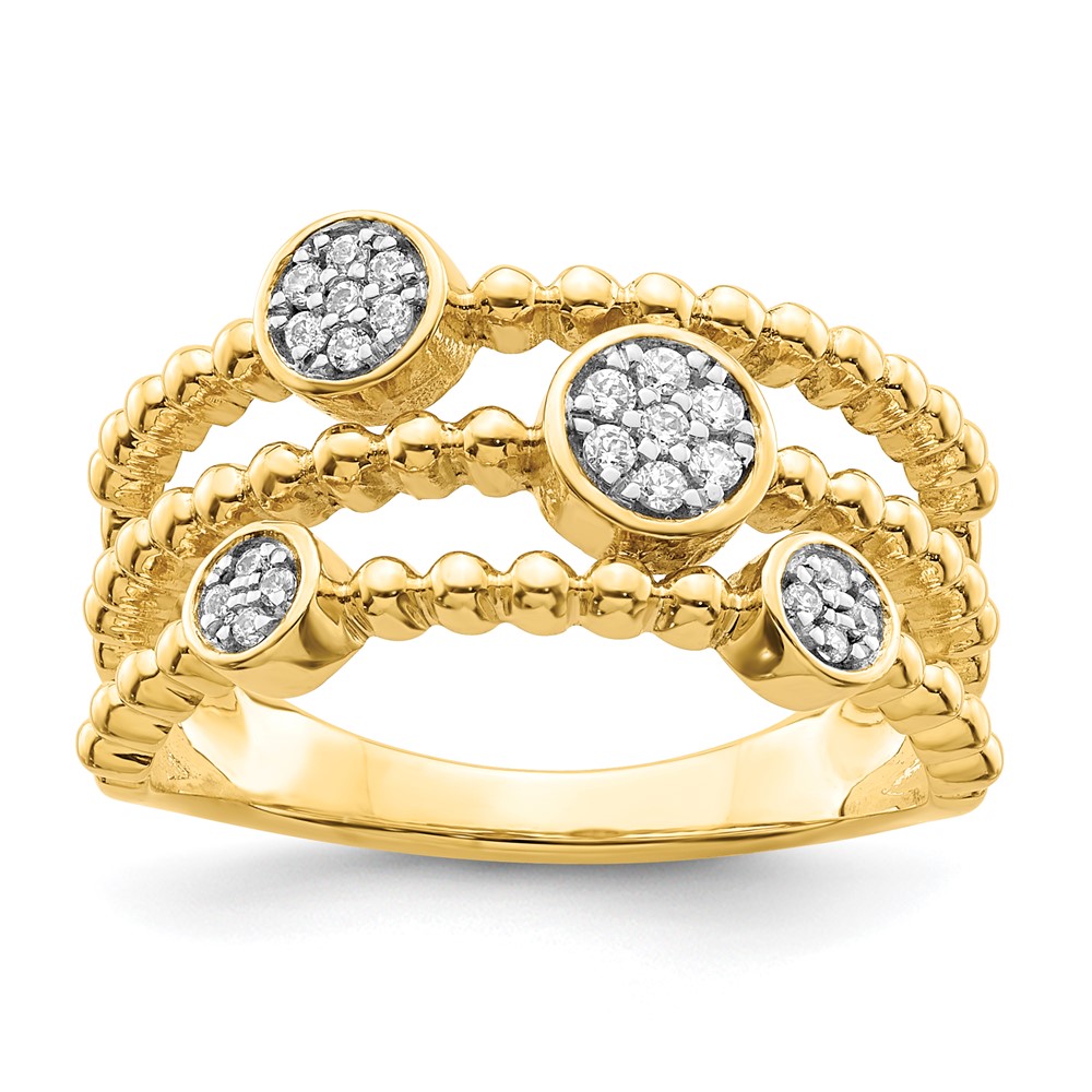 14K Polished Pave Circles Multi-band Diamond Ring, Size 7 -  Finest Gold, UBSRM8410-012-YA