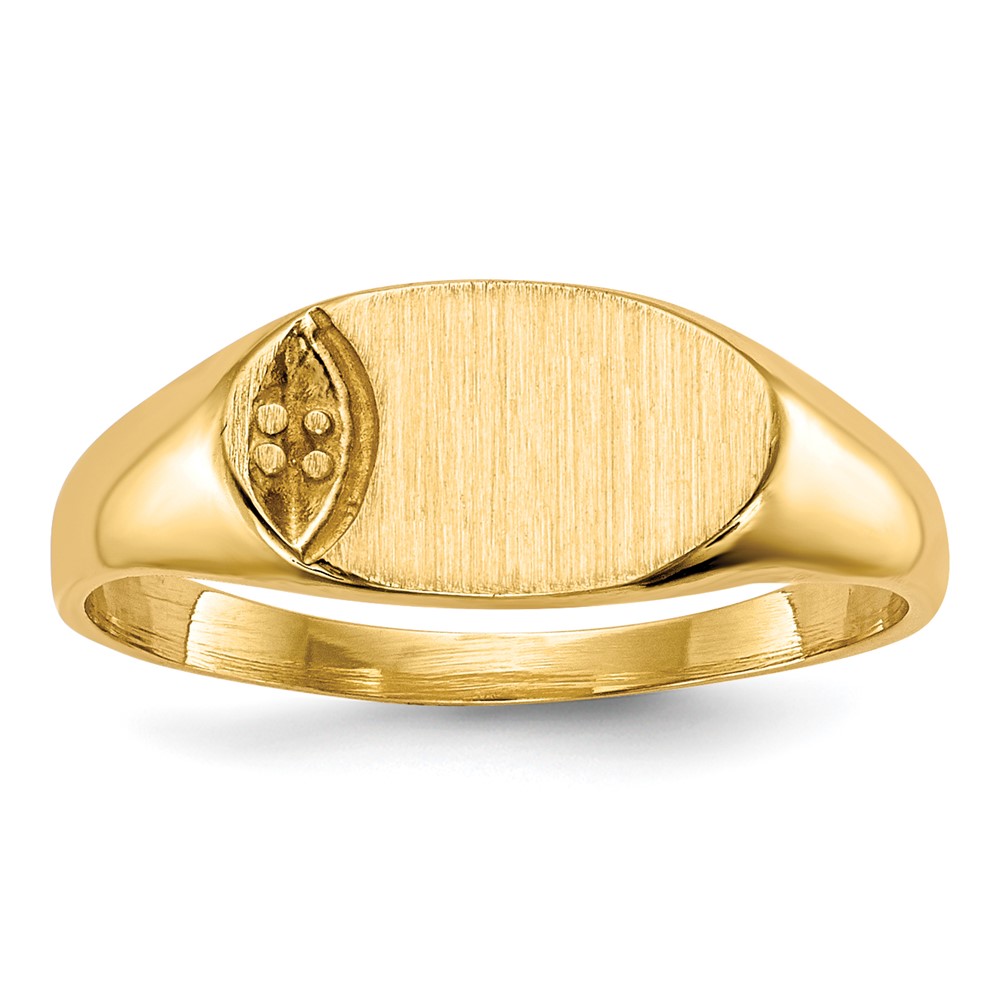 Picture of Finest Gold 10 x 6 mm 14K Childs 0.005 CT Diamond Closed Back Signet Mounting Ring&#44; Yellow - Size 4