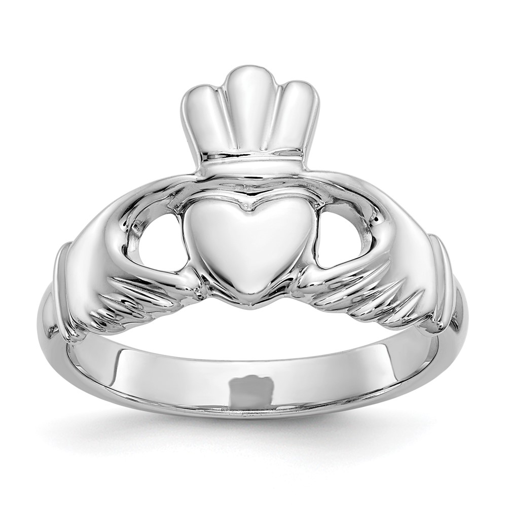 Picture of Finest Gold 10K White Gold Polished Claddagh Ring - Size 8