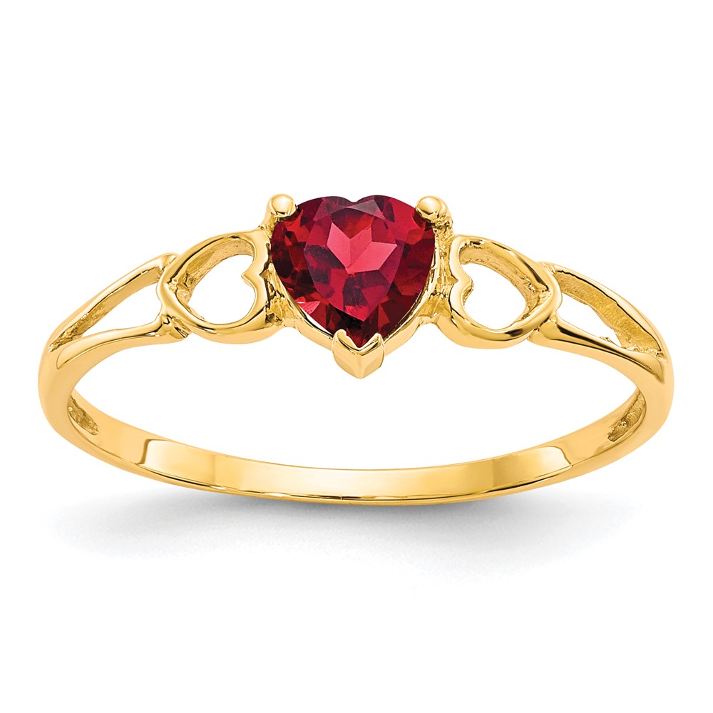 Picture of Finest Gold 10K Yellow Gold Polished Geniune Garnet Birthstone Ring - Size 7
