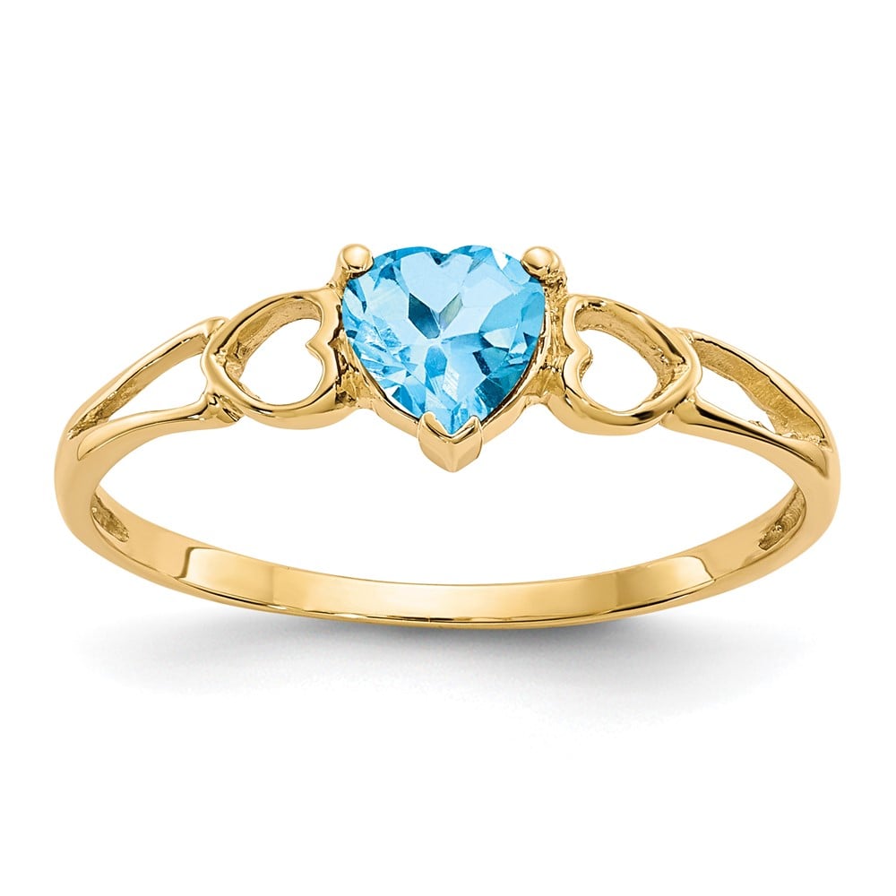 10K Yellow Gold Polished Geniune Blue Topaz Birthstone Ring - Size 7 -  Finest Gold, UBS10XBR165