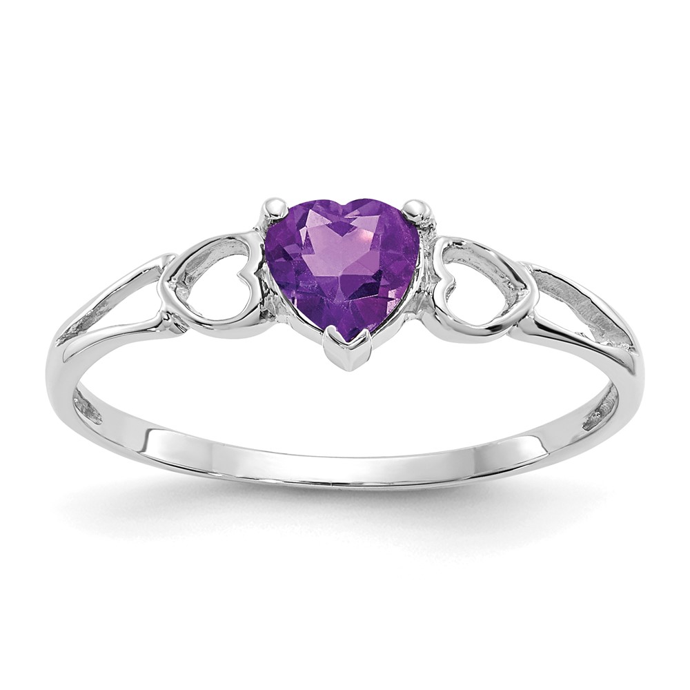 Picture of Finest Gold 10K White Gold Polished Geniune Amethyst Birthstone Ring&amp;#44; Size 6