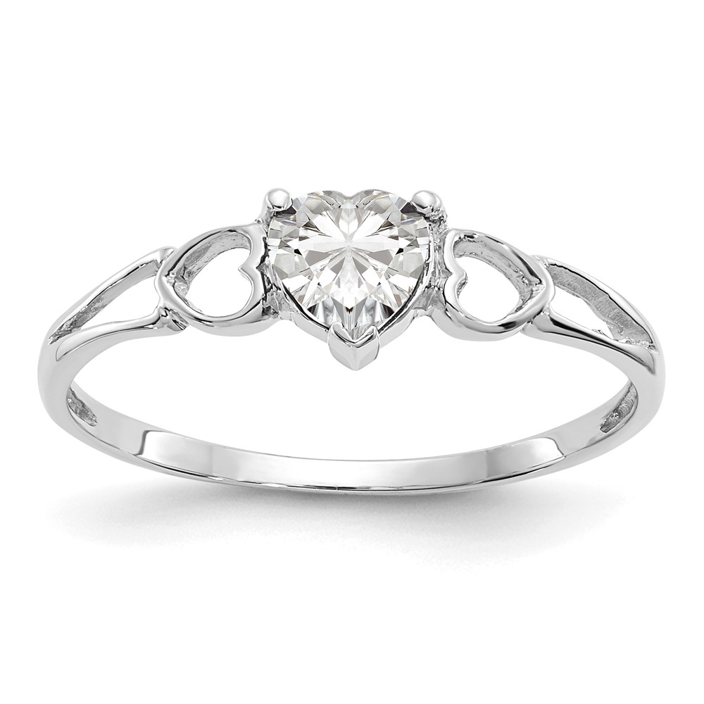 Picture of Finest Gold 10k White Gold Polished Geniune White Topaz Birthstone Ring