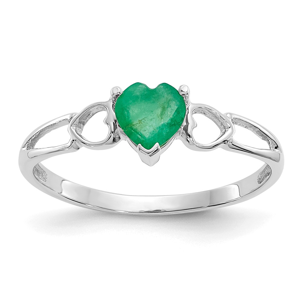 Picture of Finest Gold 10K White Gold Polished Geniune Emerald Birthstone Ring&amp;#44; Size 6