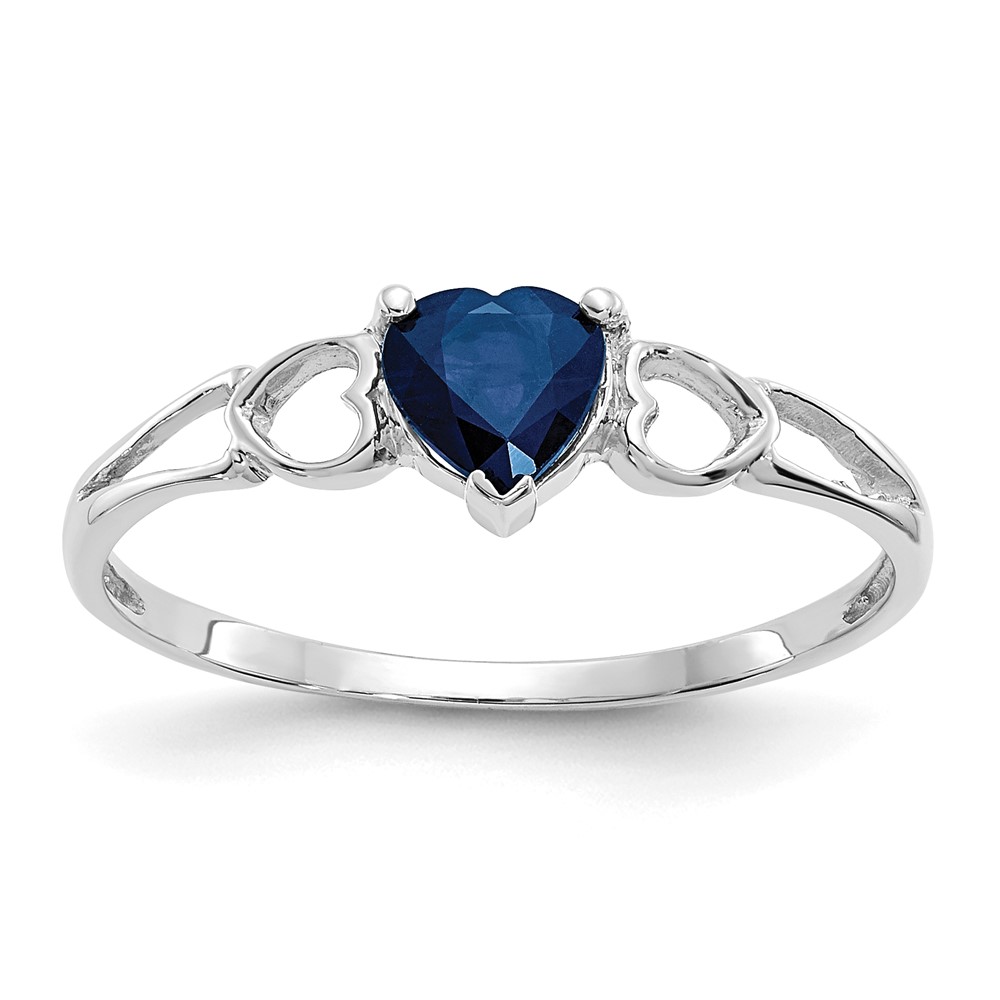 Picture of Finest Gold 10k White Gold Polished Geniune Sapphire Birthstone Ring