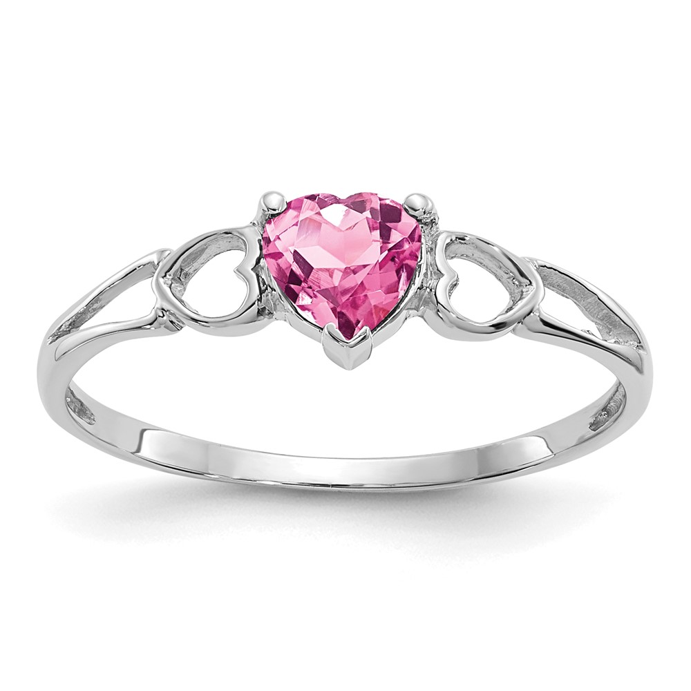 Picture of Finest Gold 10k White Gold Polished Geniune Pink Tourmaline Birthstone Ring