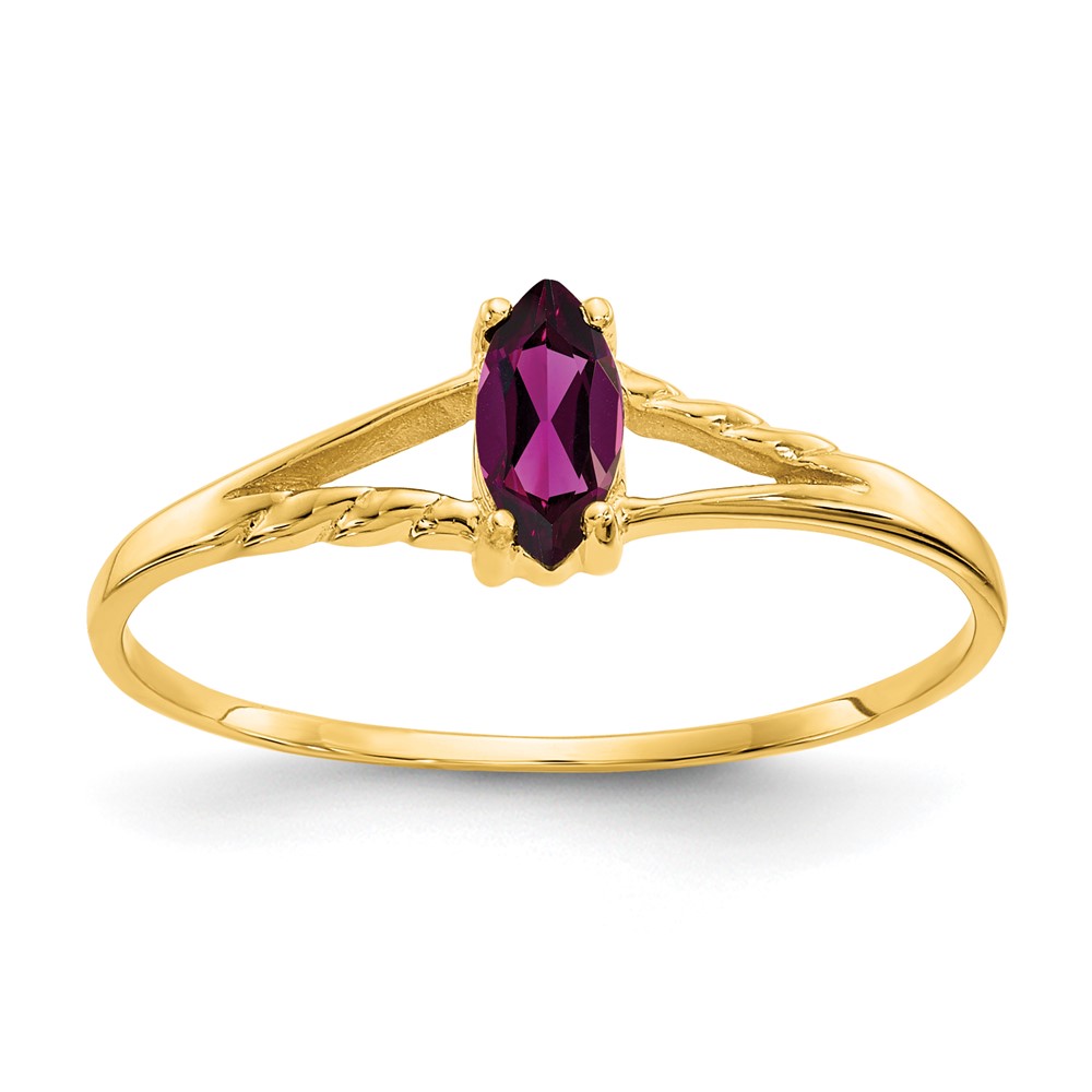 Picture of Finest Gold  10K Gold Polished Geniune Rhodolite Garnet Birthstone Ring  Yellow - Size 7