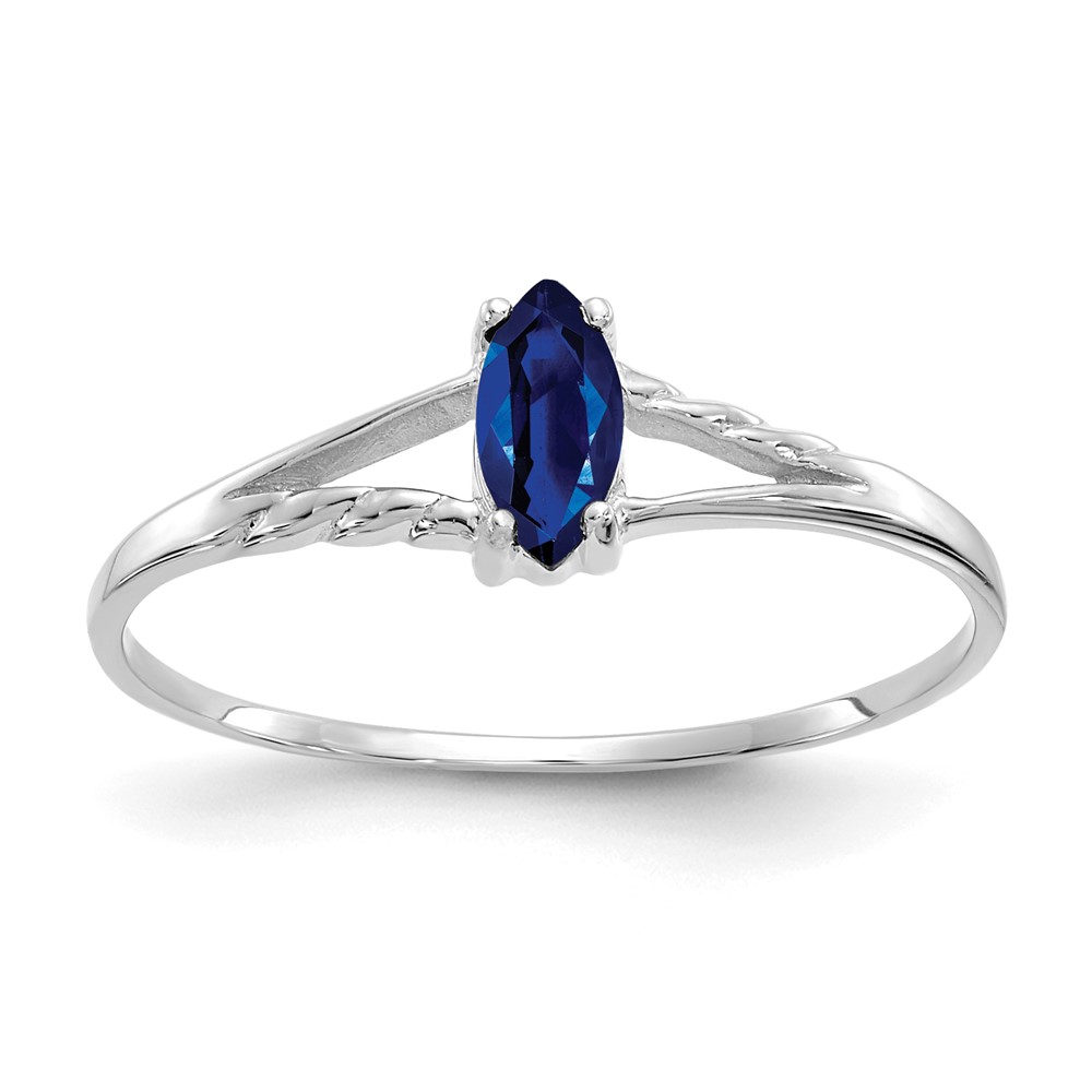 Picture of Finest Gold 10K White Gold Polished Geniune Sapphire Birthstone Ring - Size 6