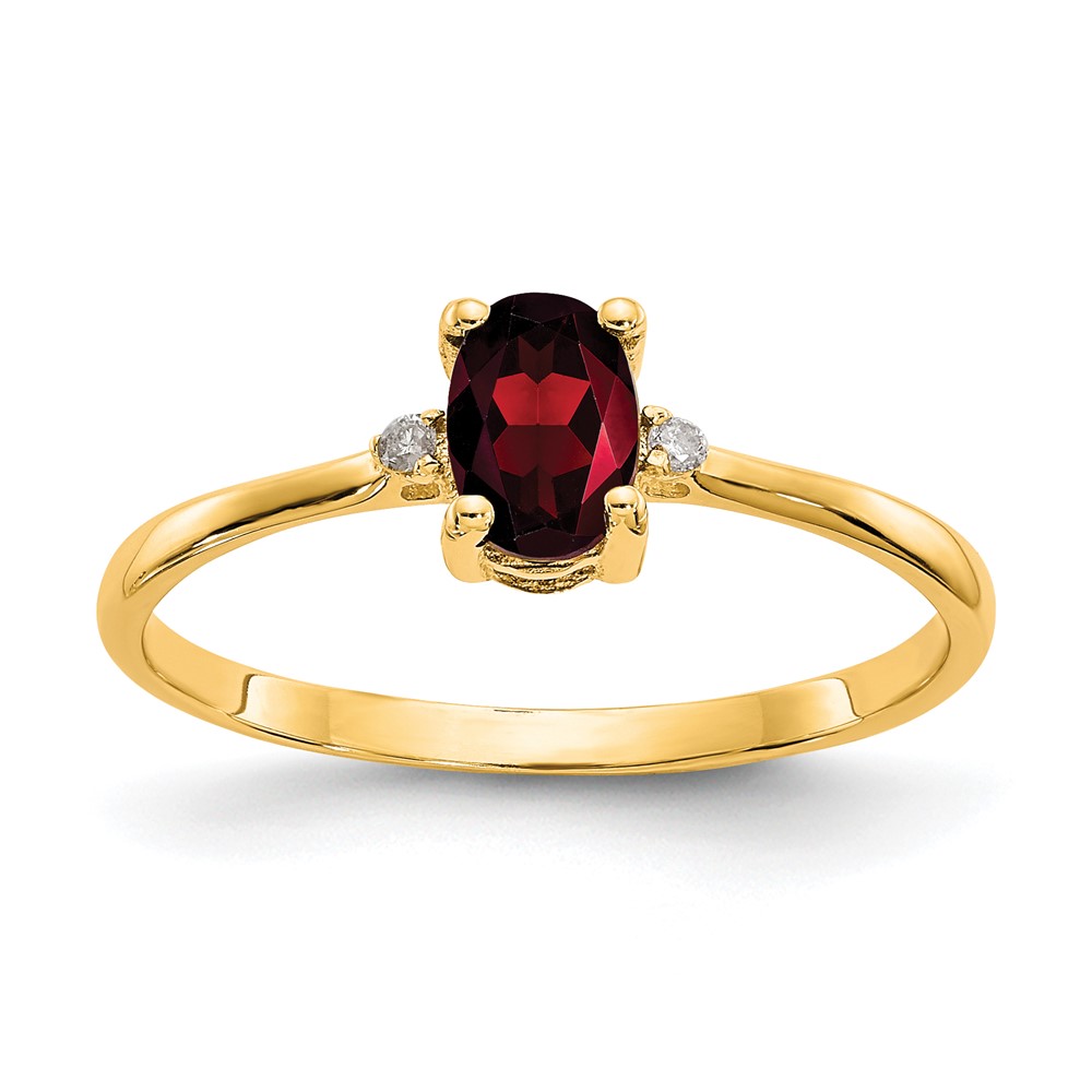 Picture of Finest Gold 10K Yellow Gold Polished Geniune Diamond &amp; Garnet Birthstone Ring - Size 6