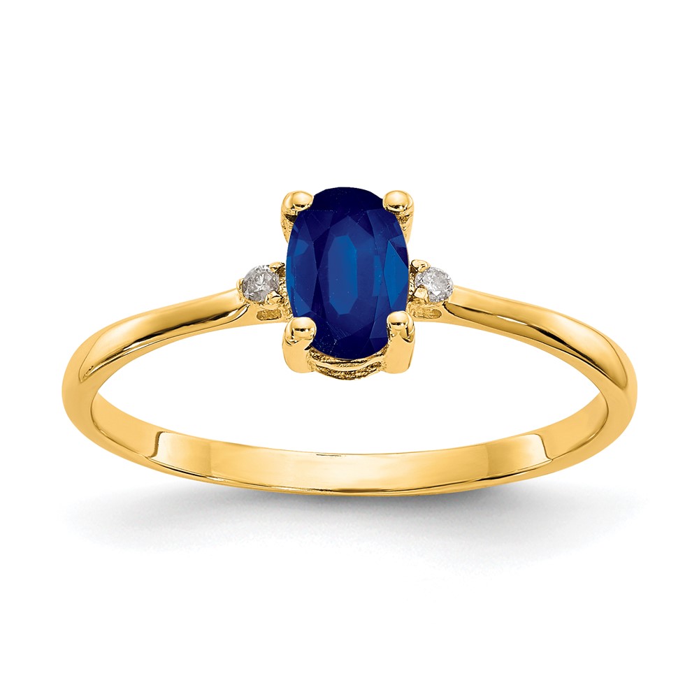 Picture of Finest Gold 10K Yellow Gold Polished Geniune Diamond &amp; Sapphire Birthstone Ring - Size 6