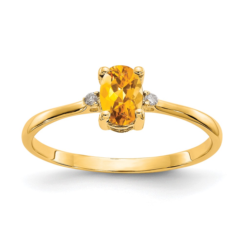 Picture of Finest Gold 10K Yellow Gold Polished Geniune Diamond &amp; Citrine Birthstone Ring - Size 6