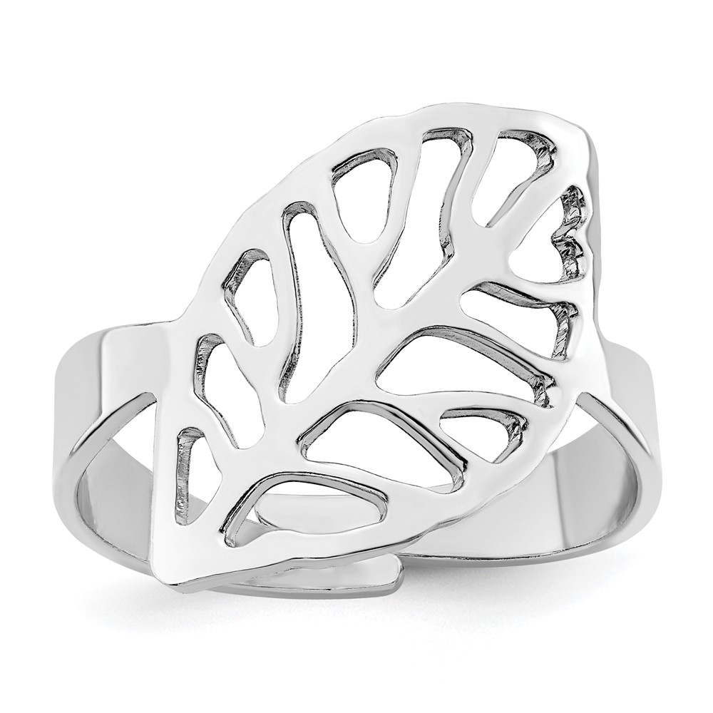 Picture of Finest Gold Sterling Silver Rhodium-Plated Polished Four Leaf Adjustable Ring - Size 7