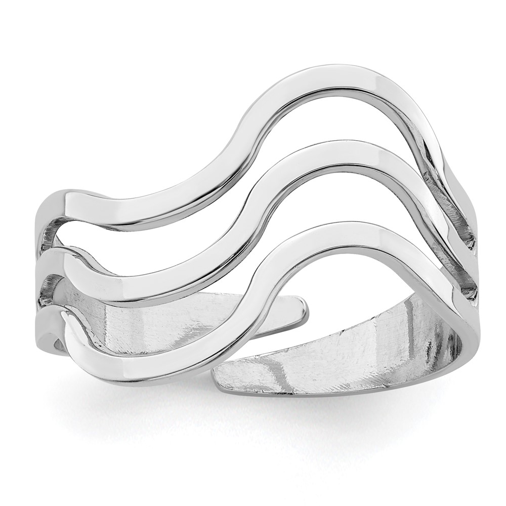 Picture of Finest Gold Sterling Silver Rhodium-Plated Polished Wavy Adjustable Ring - Size 7