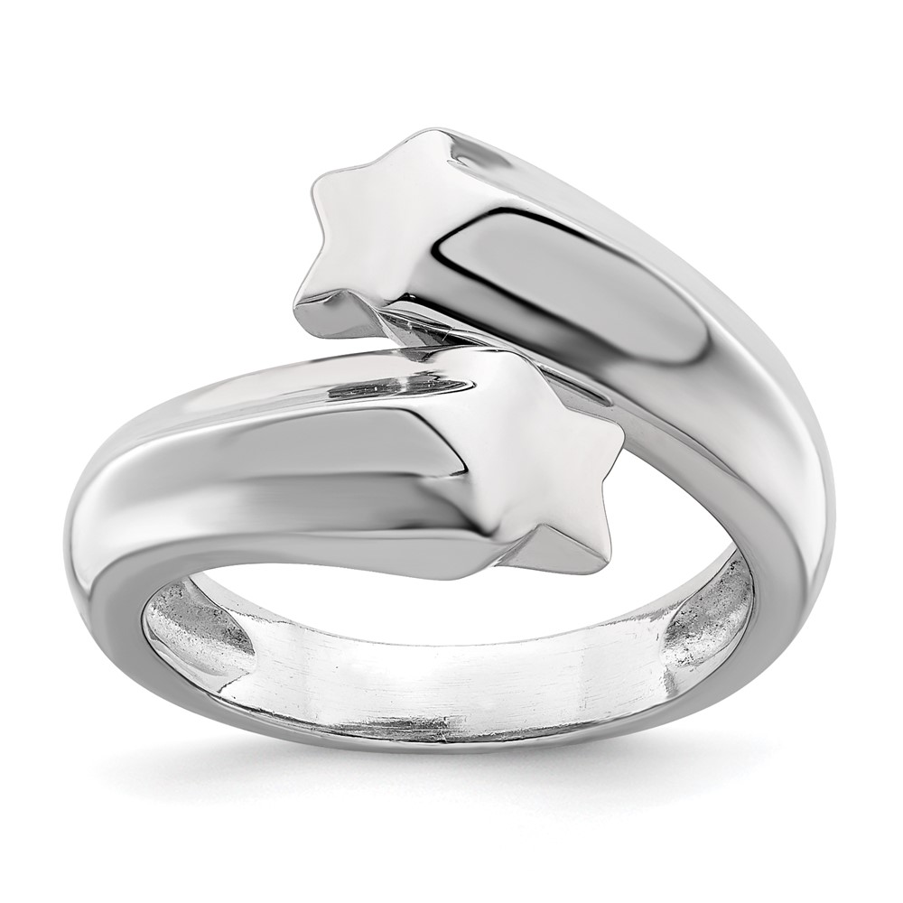 Sterling Silver Rhodium-Plated Polished Shooting Stars Ring - Size 8 -  Finest Gold, UBSQR7233-8
