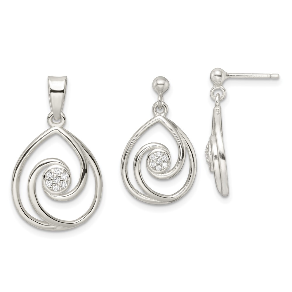 Picture of Finest Gold Sterling Silver CZ in Teardrop Pendant &amp; Earrings Set