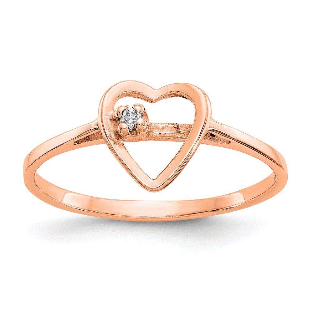 Picture of Finest Gold 0.02ct 14K Rose Gold Polished Diamond Heart Ring Mounting