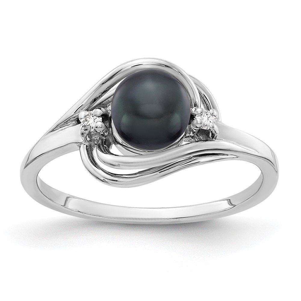 Picture of Finest Gold 14K White Gold Polished Diamond &amp; Pearl Mounting Ring&amp;#44; Size 6