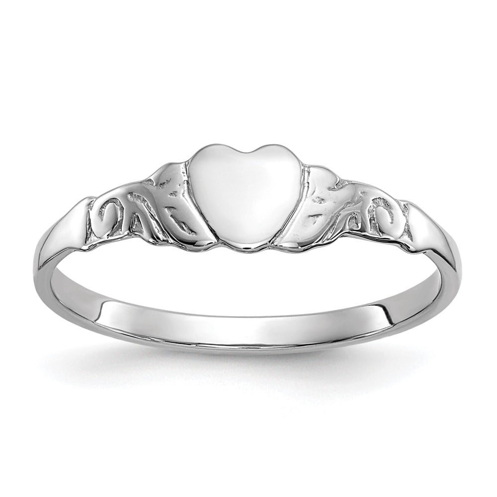 Picture of Finest Gold 10K White Gold Heart Ring&#44; Size 4.5