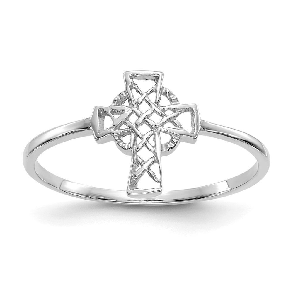 Picture of Finest Gold 14K White Gold Polished Celtic Cross Ring - Size 7