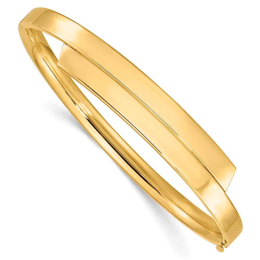 14K Yellow Gold 0.187 mm Polished Overlap Hinged Bangle Bracelet -  Finest Gold, UBSDB721