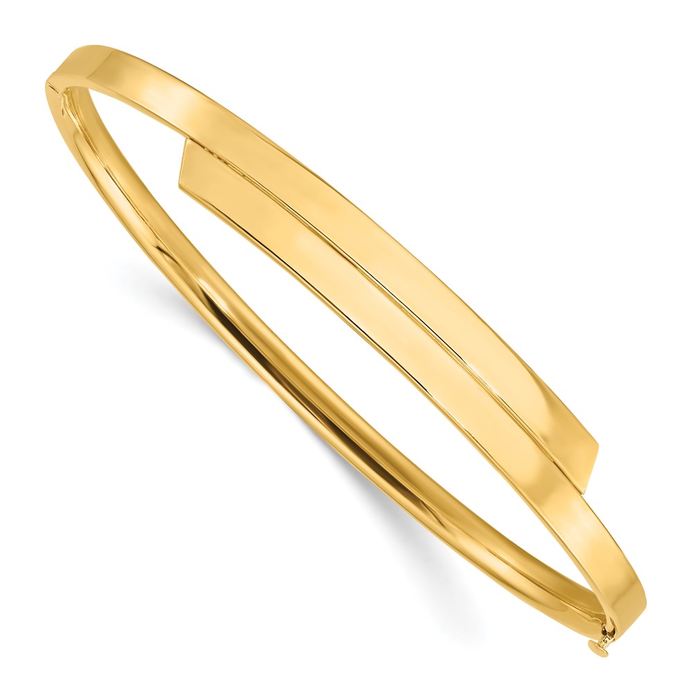 14K Yellow Gold 0.125 mm Polished Overlap Hinged Bangle Bracelet -  Finest Gold, UBSDB718